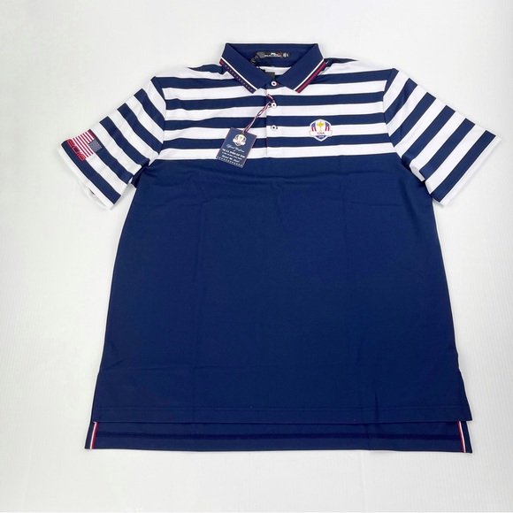 RLX Ralph Lauren USA 2018 Ryder Cup Striped Polo Shirt Top - Picture 2 of 4